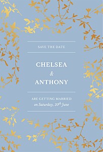 Reflections (foil) blue without photos save the date cards Reflections (foil) blue without photos save the date cards