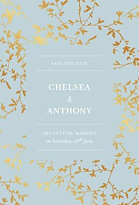 Reflections (foil) green green save the date cards Reflections (foil) green green save the date cards
