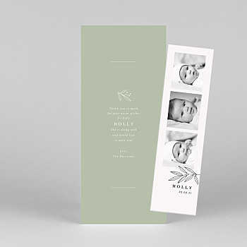 Budding branch (bookmark) green baby thank you cards Budding branch (bookmark) green baby thank you cards