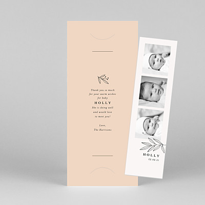 Budding branch (bookmark) pink pink baby thank you cards Budding branch (bookmark) pink pink baby thank you cards
