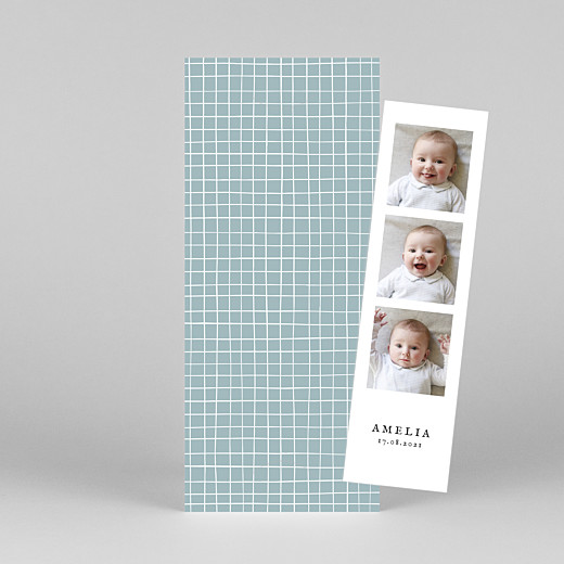 Baby Thank You Cards Scandi Squares (Bookmark) Blue - View 1 Baby Thank You Cards Scandi Squares (Bookmark) Blue - View 1