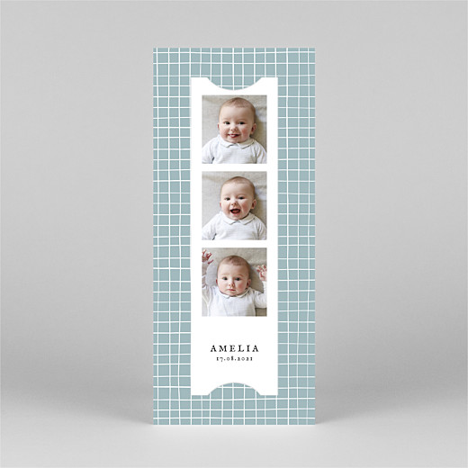 Baby Thank You Cards Scandi Squares (Bookmark) Blue - View 2 Baby Thank You Cards Scandi Squares (Bookmark) Blue - View 2