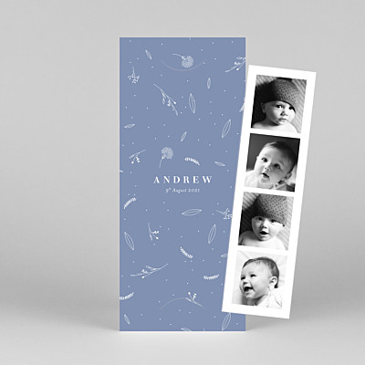 Elegant foliage (bookmark) blue floral baby thank you cards Elegant foliage (bookmark) blue floral baby thank you cards
