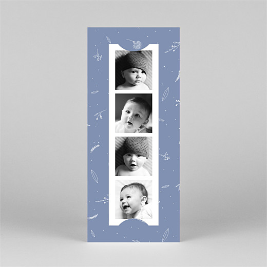 Baby Thank You Cards Elegant foliage (bookmark) blue - View 2 Baby Thank You Cards Elegant foliage (bookmark) blue - View 2