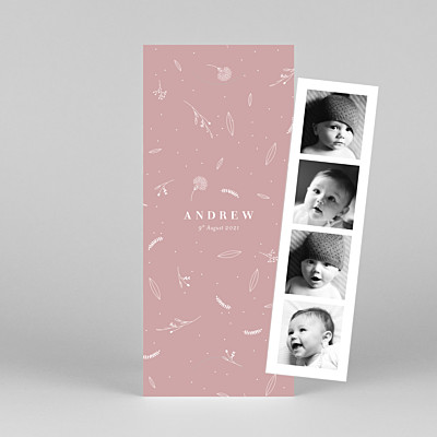 Elegant foliage (bookmark) pink pink baby thank you cards Elegant foliage (bookmark) pink pink baby thank you cards