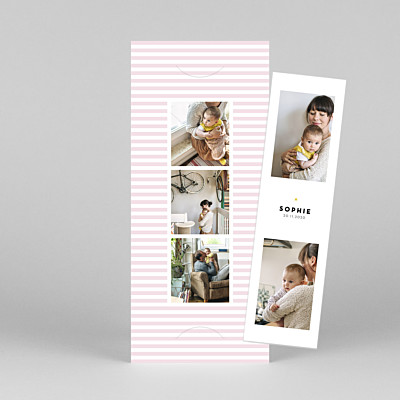 Pastel stripes (bookmark) pink modern baby thank you cards Pastel stripes (bookmark) pink modern baby thank you cards