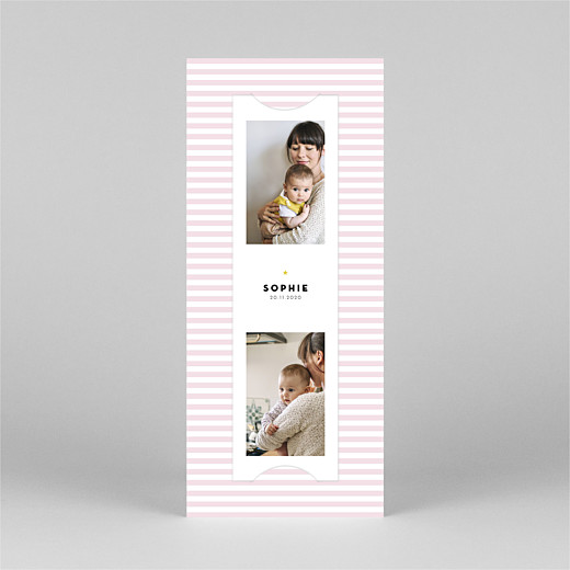 Baby Thank You Cards Pastel stripes (bookmark) pink - View 2 Baby Thank You Cards Pastel stripes (bookmark) pink - View 2