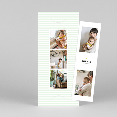 Pastel stripes (bookmark) green green baby thank you cards Pastel stripes (bookmark) green green baby thank you cards