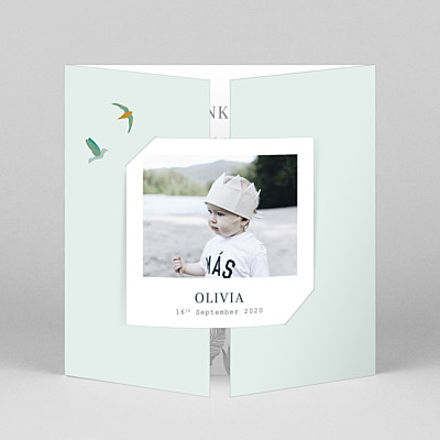 Birds of paradise green green baby thank you cards Birds of paradise green green baby thank you cards