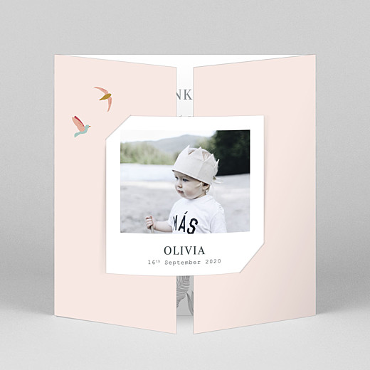 Baby Thank You Cards Birds of paradise pink - View 1 Baby Thank You Cards Birds of paradise pink - View 1