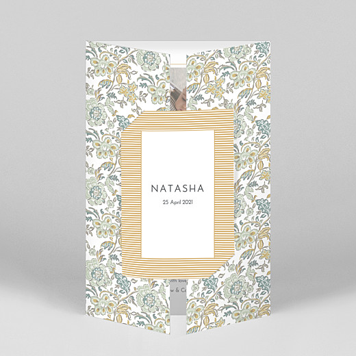 Baby Thank You Cards Victorian blossom (gatefold) portrait blue - View 1 Baby Thank You Cards Victorian blossom (gatefold) portrait blue - View 1