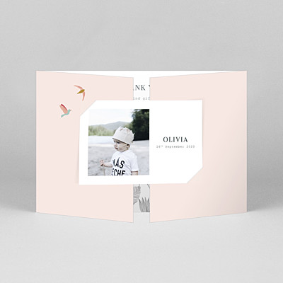 Birds of paradise gatefold landscape pink mr & mrs clynk baby thank you cards Birds of paradise gatefold landscape pink mr & mrs clynk baby thank you cards