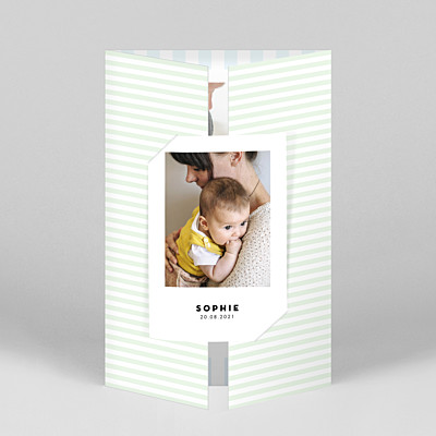 Pastel stripes (gatefold) portrait blue green baby thank you cards Pastel stripes (gatefold) portrait blue green baby thank you cards