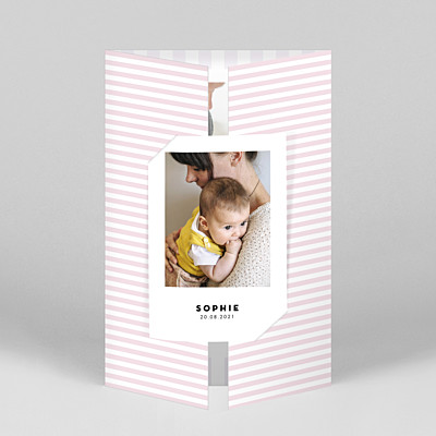Pastel stripes (gatefold) portrait pink yellow baby thank you cards Pastel stripes (gatefold) portrait pink yellow baby thank you cards
