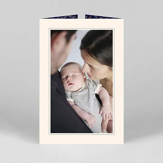 Baby Thank You Cards Floral embroidery (gatefold) portrait beige - View 3 Baby Thank You Cards Floral embroidery (gatefold) portrait beige - View 3