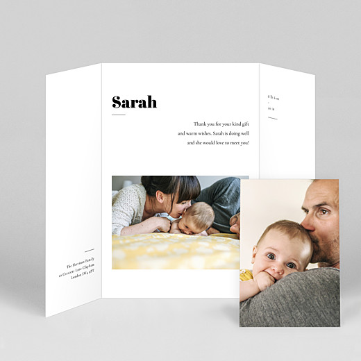 Baby Thank You Cards Timeless (gatefold portrait) white - View 2 Baby Thank You Cards Timeless (gatefold portrait) white - View 2