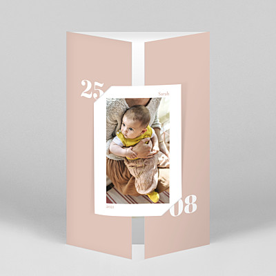 Timeless (gatefold portrait) pink white baby thank you cards Timeless (gatefold portrait) pink white baby thank you cards