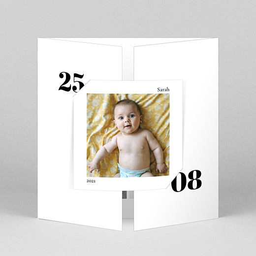 Baby Thank You Cards Timeless (Gatefold) White - View 1 Baby Thank You Cards Timeless (Gatefold) White - View 1