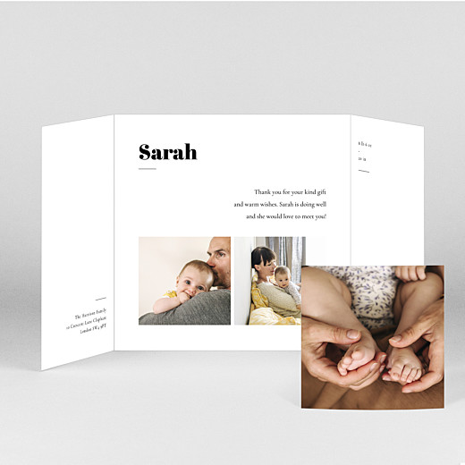 Baby Thank You Cards Timeless (Gatefold) White - View 2 Baby Thank You Cards Timeless (Gatefold) White - View 2