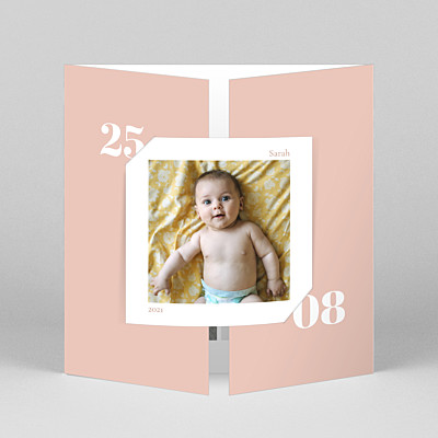 Timeless (gatefold) pink white baby thank you cards Timeless (gatefold) pink white baby thank you cards