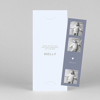 Lovely heart (bookmark) blue black baby thank you cards Lovely heart (bookmark) blue black baby thank you cards