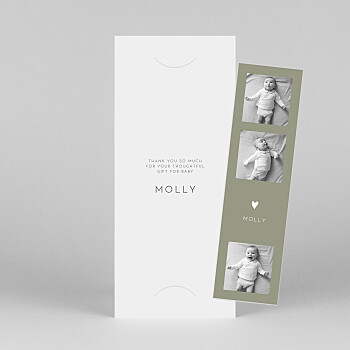 Lovely heart (bookmark) green baby thank you cards Lovely heart (bookmark) green baby thank you cards