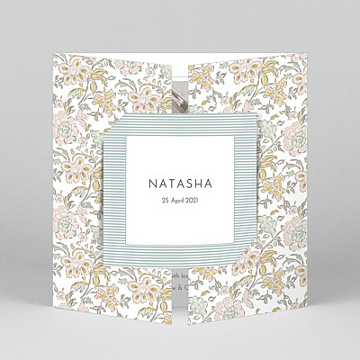 Victorian blossom (gatefold) pink yellow baby thank you cards Victorian blossom (gatefold) pink yellow baby thank you cards