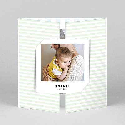 Pastel stripes (gatefold) blue green baby thank you cards Pastel stripes (gatefold) blue green baby thank you cards