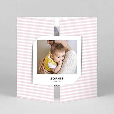 Pastel stripes (gatefold) pink yellow baby thank you cards Pastel stripes (gatefold) pink yellow baby thank you cards