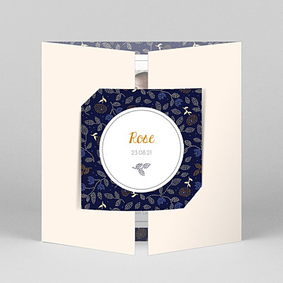 Floral embroidery (gatefold) beige liberty baby thank you cards Floral embroidery (gatefold) beige liberty baby thank you cards