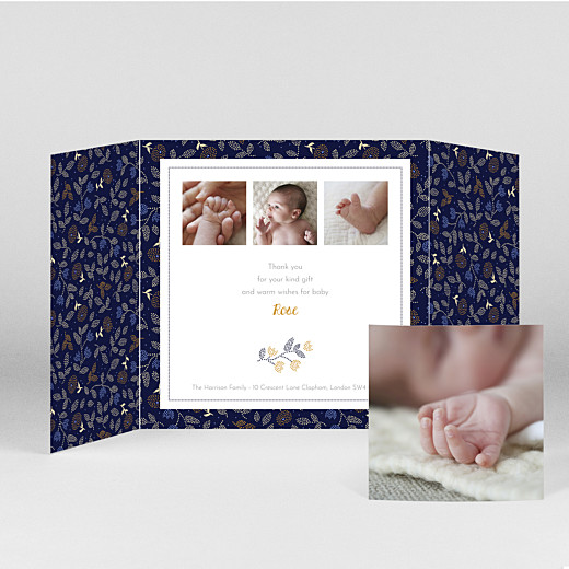 Baby Thank You Cards Floral embroidery (gatefold) beige - View 2 Baby Thank You Cards Floral embroidery (gatefold) beige - View 2