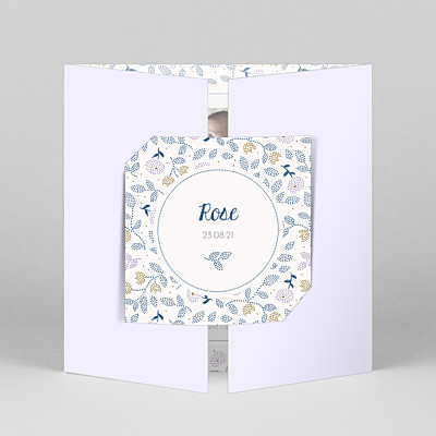Floral embroidery (gatefold) violet purple baby thank you cards Floral embroidery (gatefold) violet purple baby thank you cards