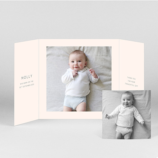 Baby Thank You Cards Lovely heart (gatefold) pink - View 2