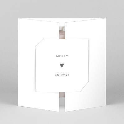Lovely heart (gatefold) white white baby thank you cards Lovely heart (gatefold) white white baby thank you cards