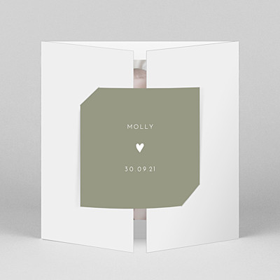 Lovely heart (gatefold) green green baby thank you cards Lovely heart (gatefold) green green baby thank you cards