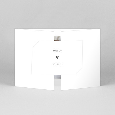 Lovely heart (gatefold) landscape white white baby thank you cards Lovely heart (gatefold) landscape white white baby thank you cards