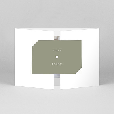 Lovely heart (gatefold) landscape green green baby thank you cards Lovely heart (gatefold) landscape green green baby thank you cards