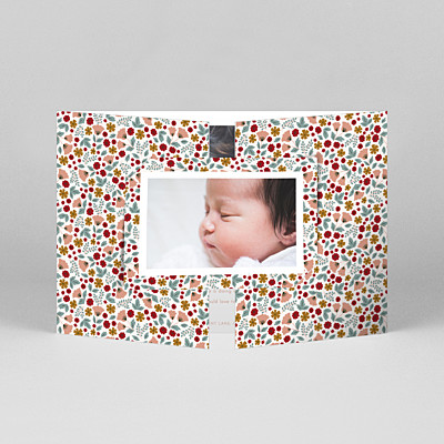 Seasonal blossoms gatefold landscape fall green baby thank you cards Seasonal blossoms gatefold landscape fall green baby thank you cards