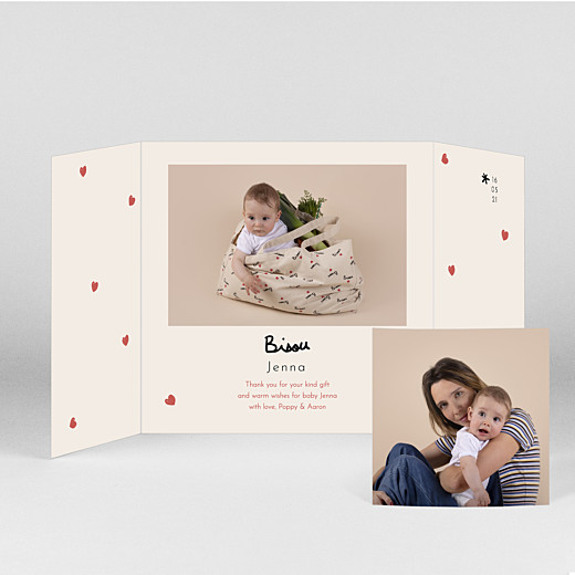 Baby Thank You Cards Bisou by mathilde cabanas (gatefold) red - View 2 Baby Thank You Cards Bisou by mathilde cabanas (gatefold) red - View 2