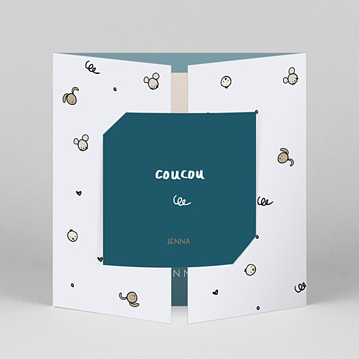 Baby Thank You Cards Coucou by mathilde cabanas (gatefold) blue - View 1 Baby Thank You Cards Coucou by mathilde cabanas (gatefold) blue - View 1