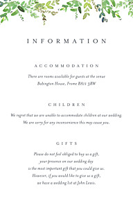 Canopy (small) green green guest information cards Canopy (small) green green guest information cards