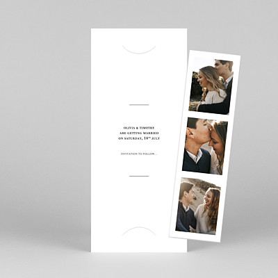 Modern chic (bookmark) white unique save the date cards Modern chic (bookmark) white unique save the date cards