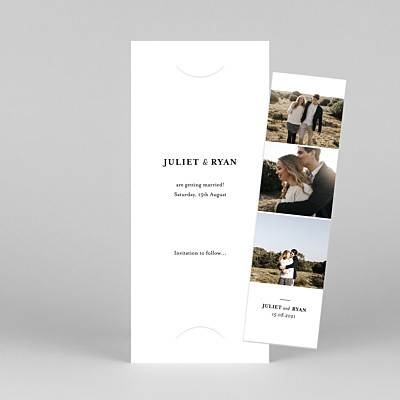 Ever after (bookmark) white save the date cards Ever after (bookmark) white save the date cards
