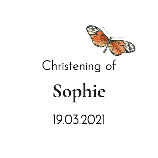 Christening Gift Tags Flora and Fauna White - Front Christening Gift Tags Flora and Fauna White - Front