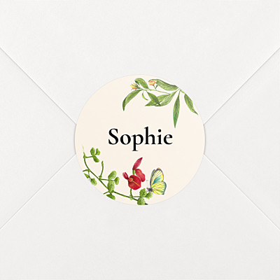 Flora and fauna white christening stickers Flora and fauna white christening stickers