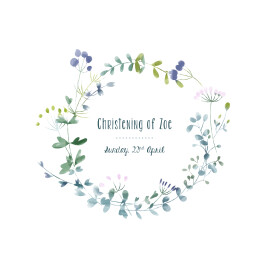 Christening Invitations Watercolour Meadow Purple