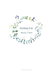 Watercolour meadow purple christening order of service booklets Watercolour meadow purple christening order of service booklets