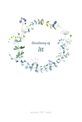 Christening Menus Watercolour meadow purple Christening Menus Watercolour meadow purple