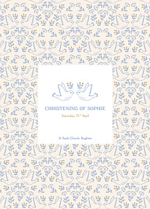 Soaring blue christening order of service booklets Soaring blue christening order of service booklets