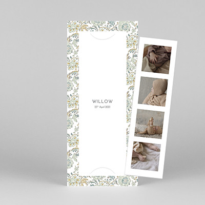 Victorian blossom (bookmark) blue floral baby thank you cards Victorian blossom (bookmark) blue floral baby thank you cards
